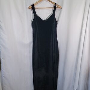 NASTY GAL Velvet Double Strap V Neck Maxi with low back slit Fitted